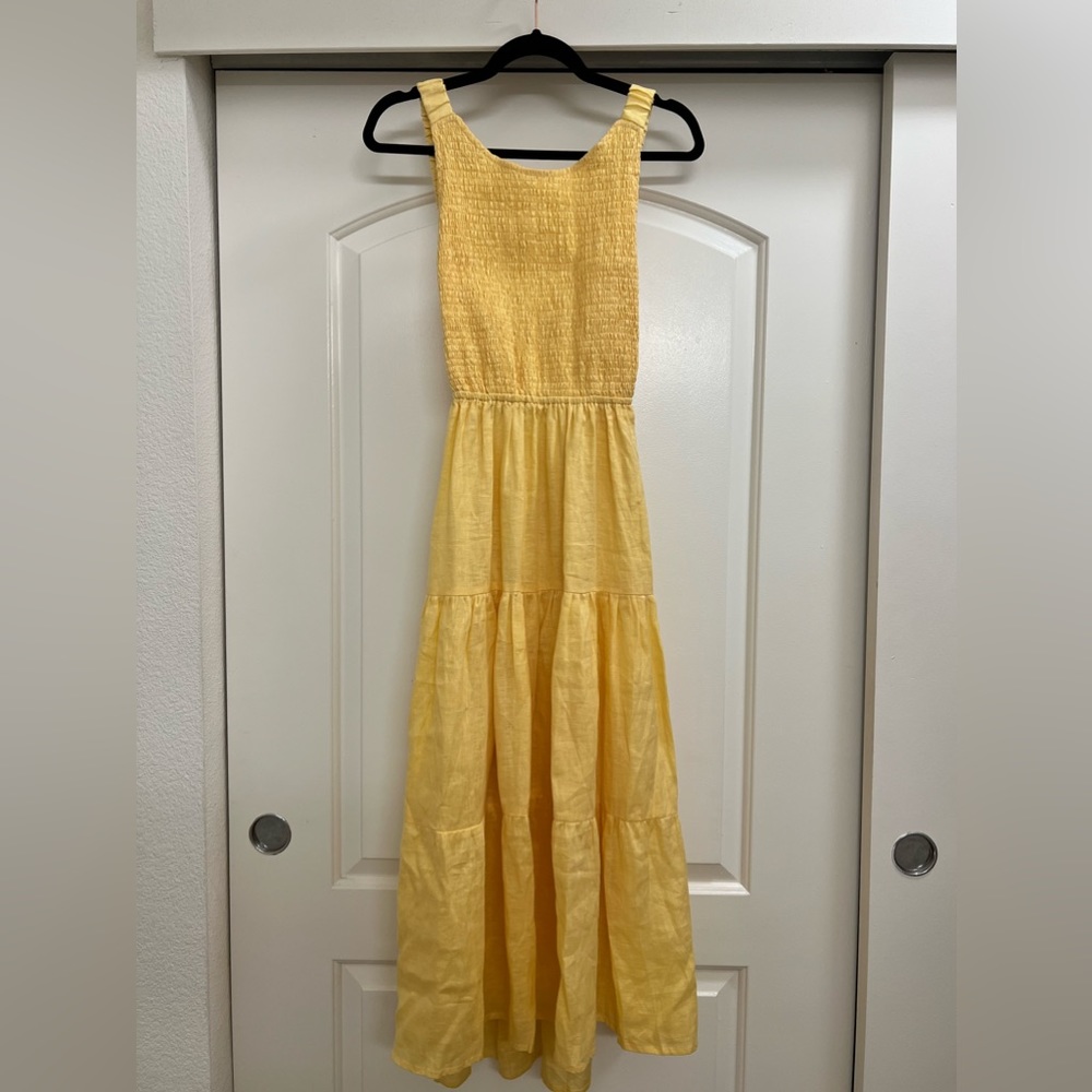 NWT Lusana Jorden Open Back Yellow Midi Dress - Picture 5 of 11